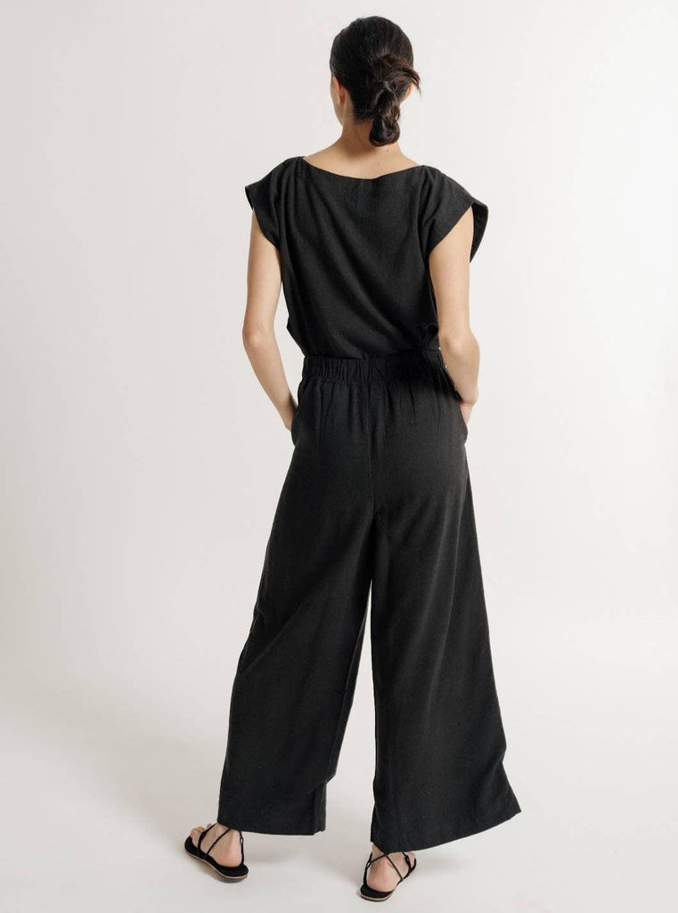 LAUDE the Label - Crop Pant - Black Silk Noil-LAUDE the Label-treehaus