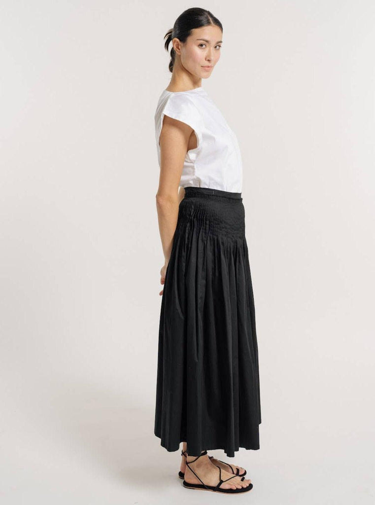 LAUDE the Label - Drop Waist Pleated Skirt- Black-LAUDE the Label-treehaus