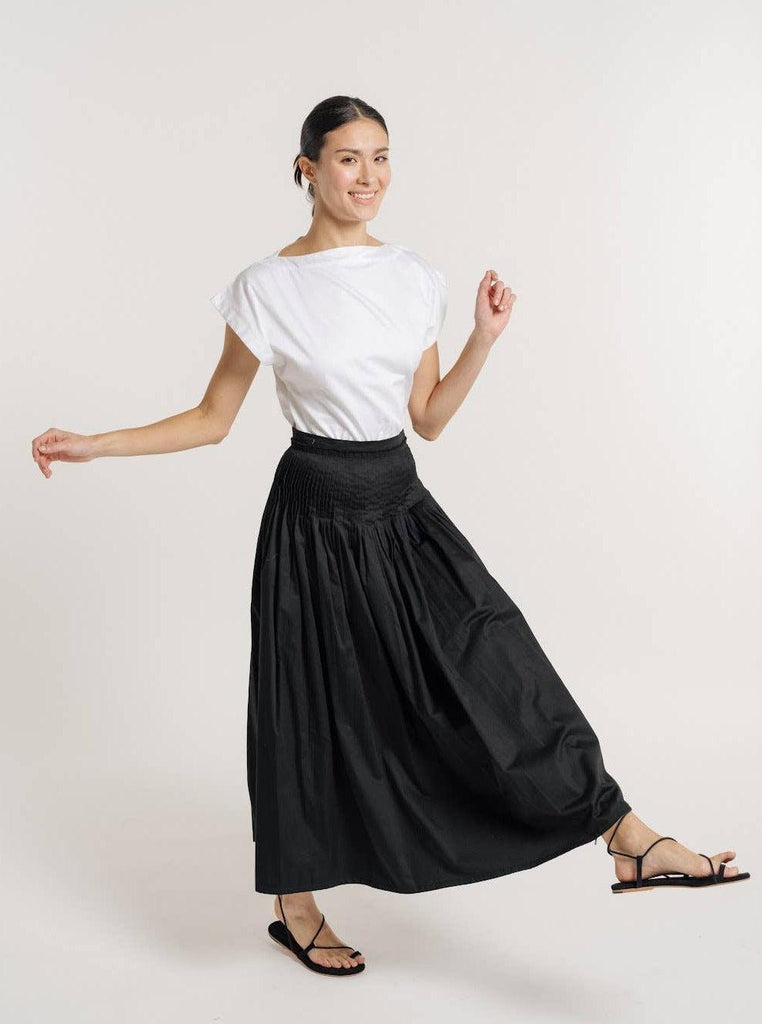 LAUDE the Label - Drop Waist Pleated Skirt- Black-LAUDE the Label-treehaus