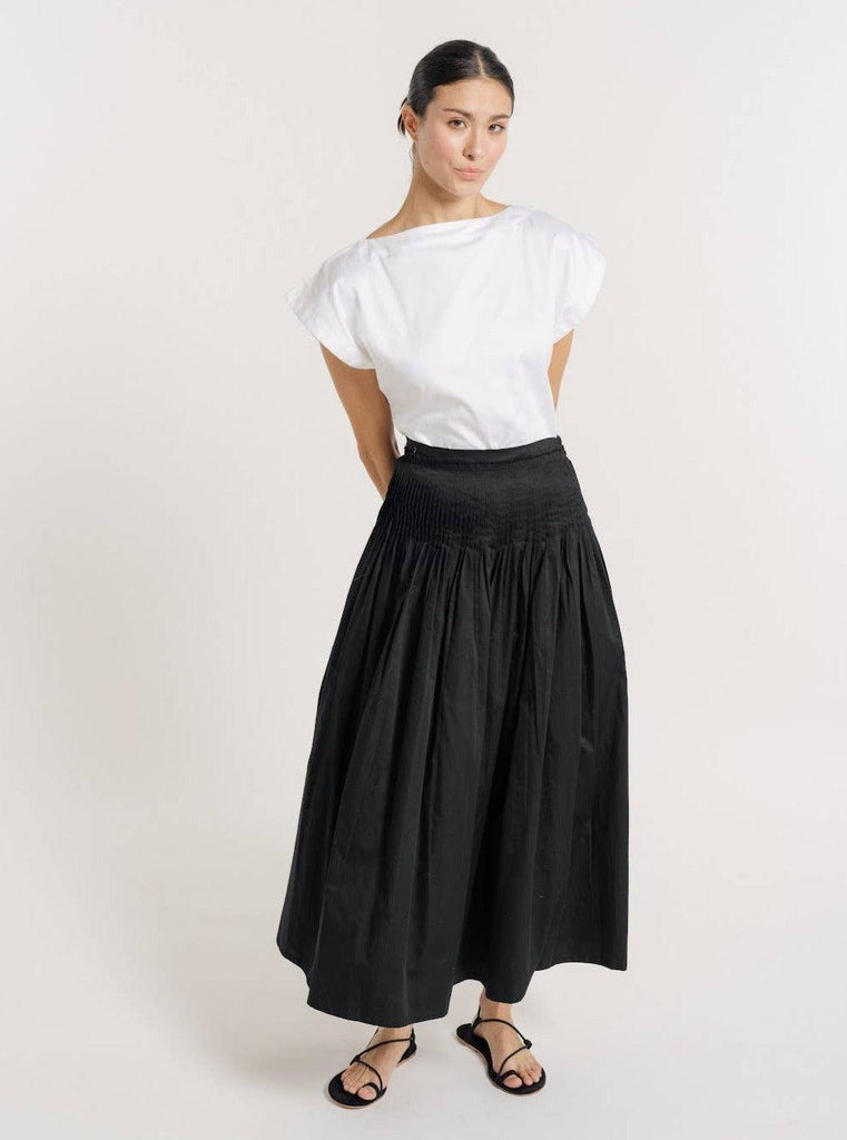 LAUDE the Label - Drop Waist Pleated Skirt- Black-LAUDE the Label-treehaus