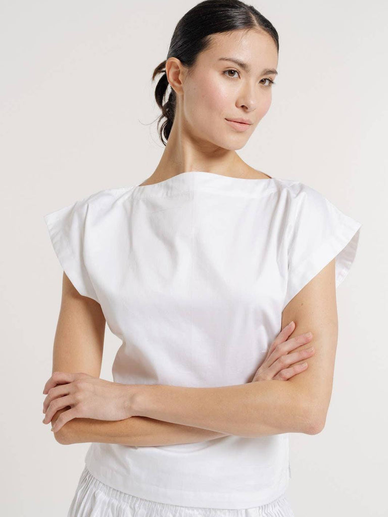 LAUDE the Label - Sleeveless Poplin top - White-LAUDE the Label-treehaus