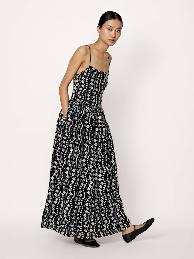 LAUDE the Label - Strappy Bodice Dress - Embroidered Floral-LAUDE the Label-treehaus