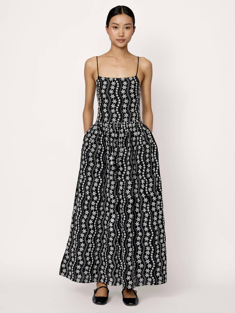 LAUDE the Label - Strappy Bodice Dress - Embroidered Floral-LAUDE the Label-treehaus