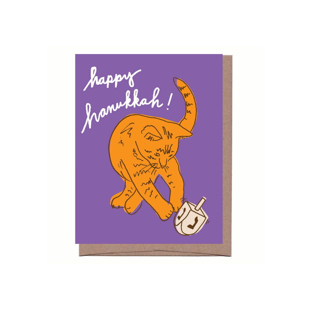 La Familia Green - Dreidel Cat Hanukkah Greeting Card-La Familia Green-treehaus
