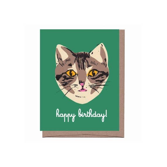 La Familia Green - Green Cat Birthday Greeting Card-La Familia Green-treehaus
