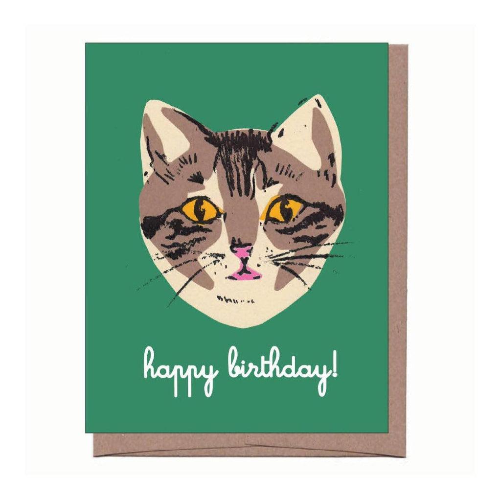 La Familia Green - Green Cat Birthday Greeting Card-La Familia Green-treehaus