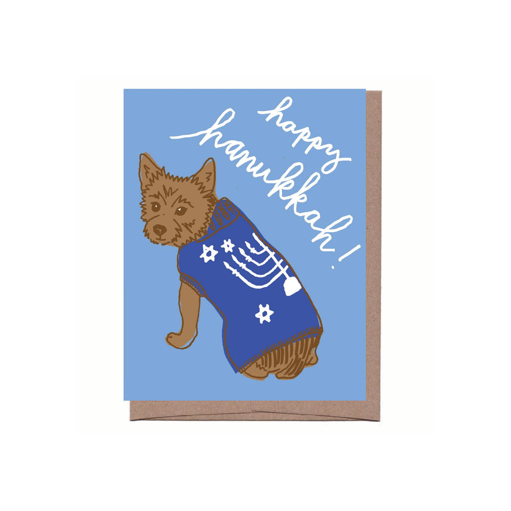 La Familia Green - Hanukkah Dog Sweater Greeting Card - Solo-La Familia Green-treehaus