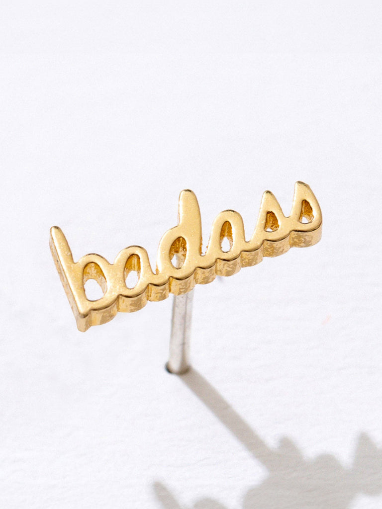 Larissa Loden - Badass Script Stud Earrings-Larissa Loden-treehaus