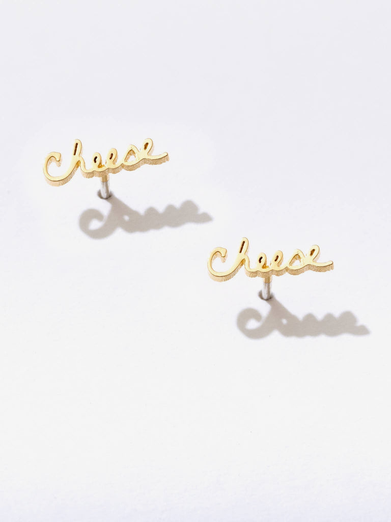 Larissa Loden - Cheese Single Stud Earring - Gold-Larissa Loden-treehaus