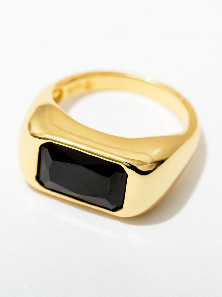 Larissa Loden - Chunky Bezel Ring - Gold/Black-Larissa Loden-treehaus