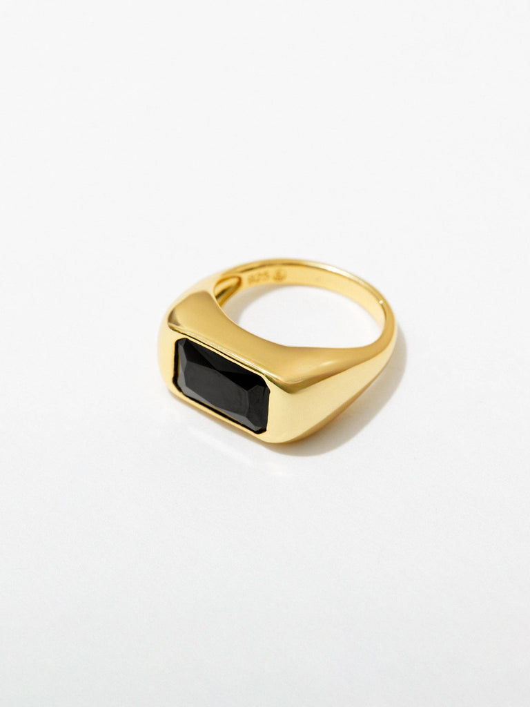Larissa Loden - Chunky Bezel Ring - Gold/Black-Larissa Loden-treehaus