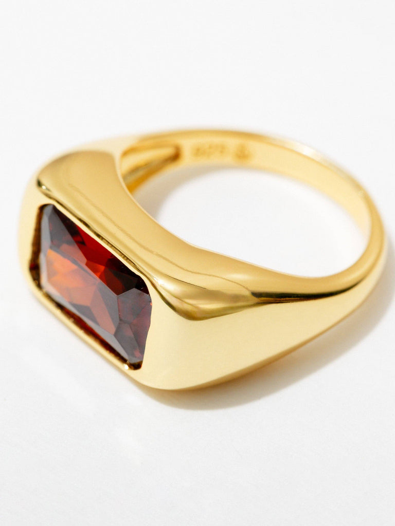 Larissa Loden - Chunky Bezel Ring - Gold/Red-Larissa Loden-treehaus