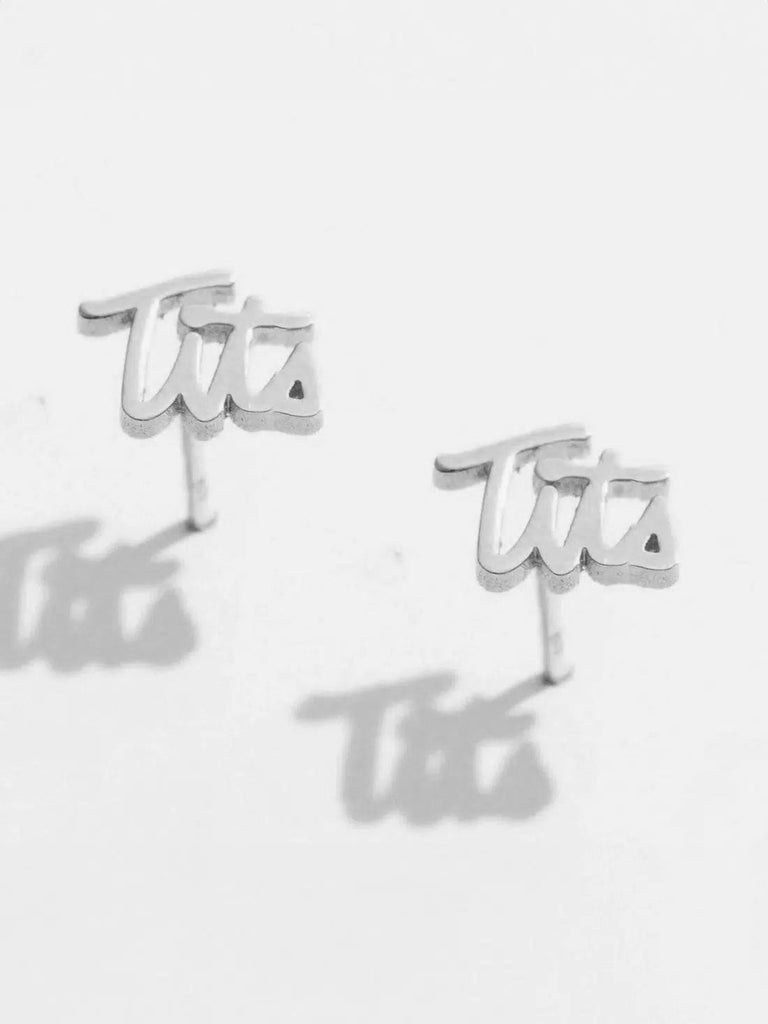 Larissa Loden - Tits Single Stud Earring - Silver-Larissa Loden-treehaus