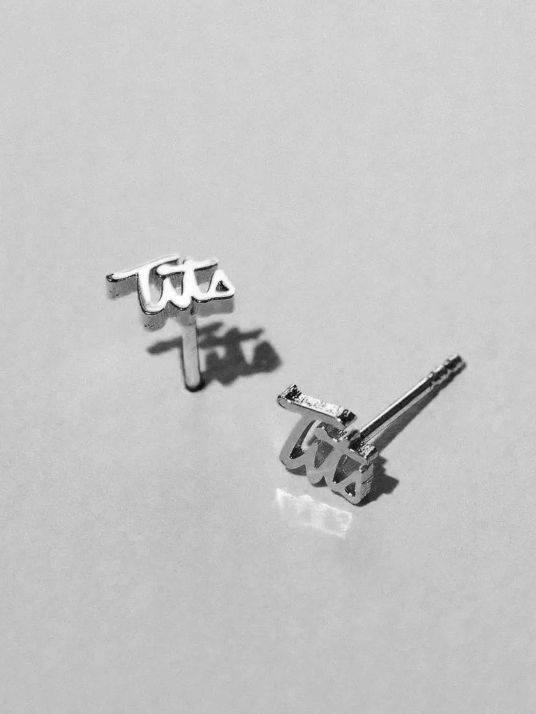 Larissa Loden - Tits Single Stud Earring - Silver-Larissa Loden-treehaus