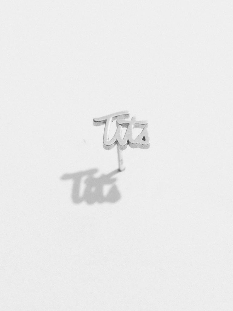 Larissa Loden - Tits Single Stud Earring - Silver-Larissa Loden-treehaus
