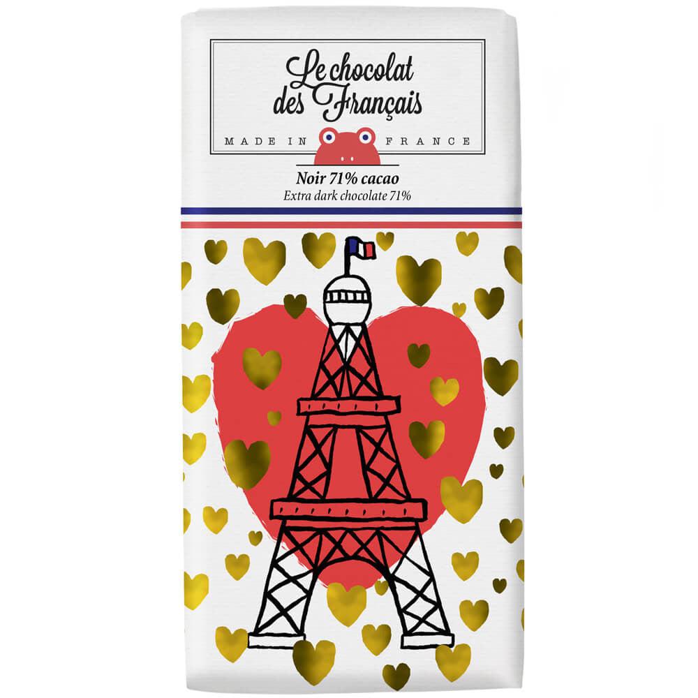 Le Chocolat des Français - Heart Eiffel - 71% Organic Dark Chocolate Bar-Le Chocolat des Français-treehaus