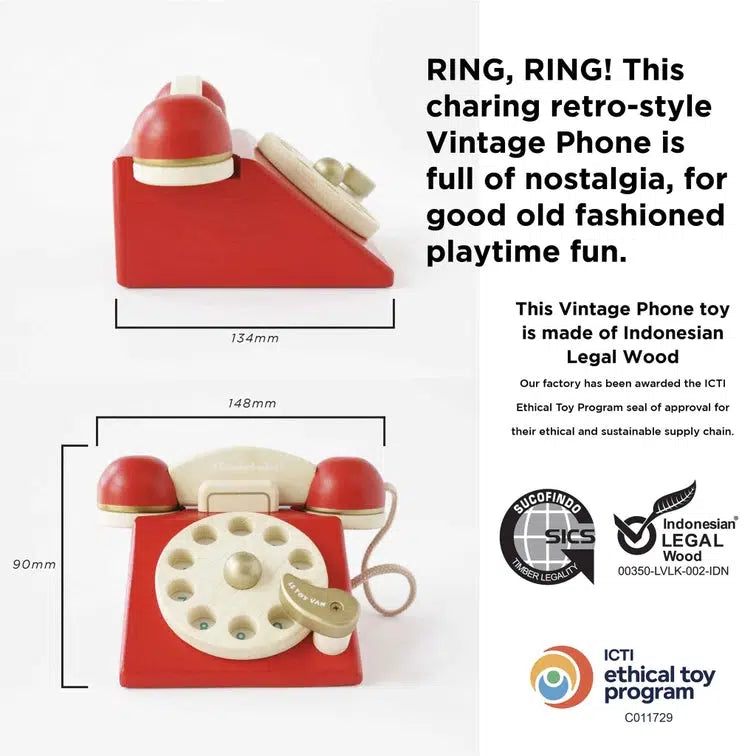 Le Toy Van - Vintage Wooden Phone-Le Toy Van-treehaus