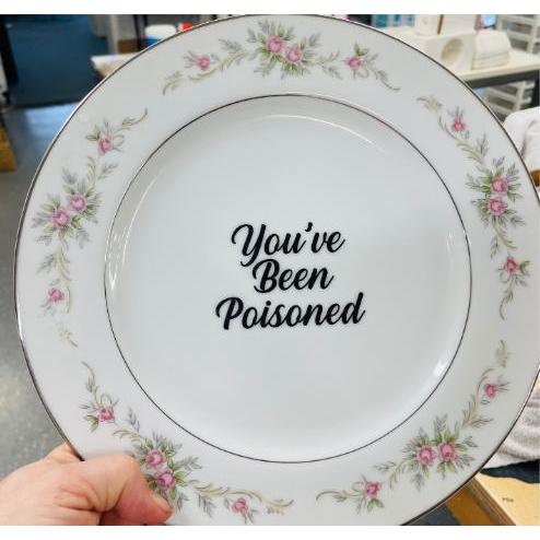 Lenny Mud - You've Been Poisoned - Floral Vintage Plate-Lenny Mud-treehaus