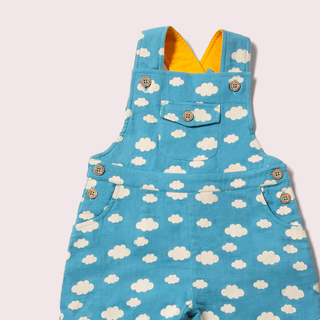 Little Green Radicals - Blue Clouds Pocket Dungaree Shorts-Little Green Radicals-treehaus