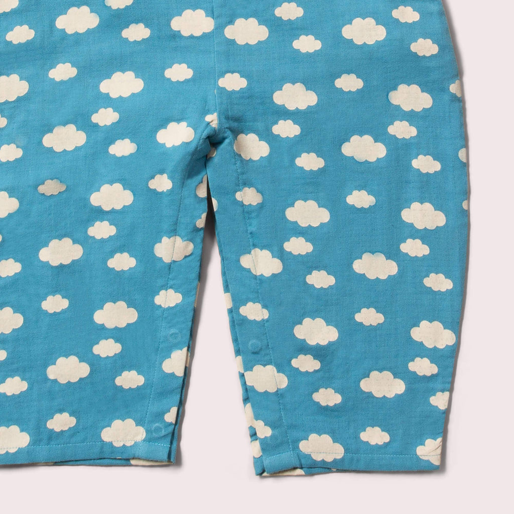 Little Green Radicals - Blue Clouds Pocket Dungaree Shorts-Little Green Radicals-treehaus