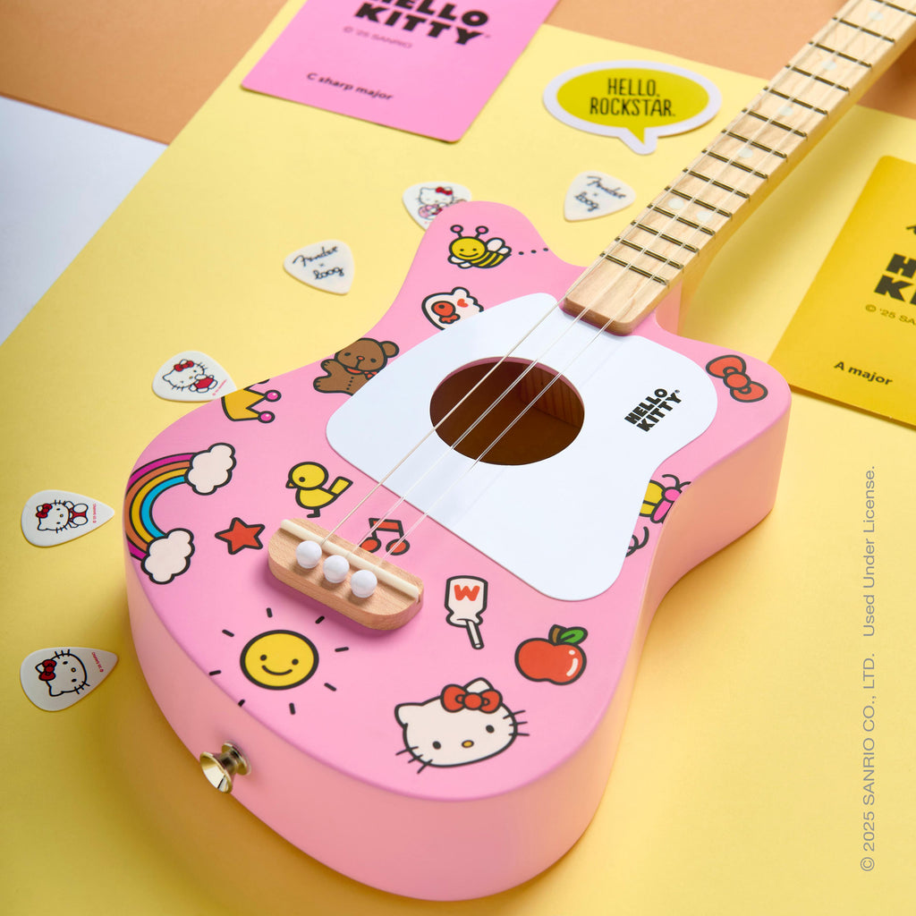 Loog - Mini Guitar - Hello Kitty Pink - Ages 3+-Loog Guitars-treehaus