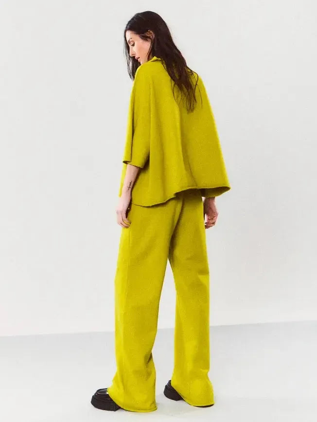 Mantra - Bo Mock Neck Poncho - Dark Citron-Mantra-treehaus