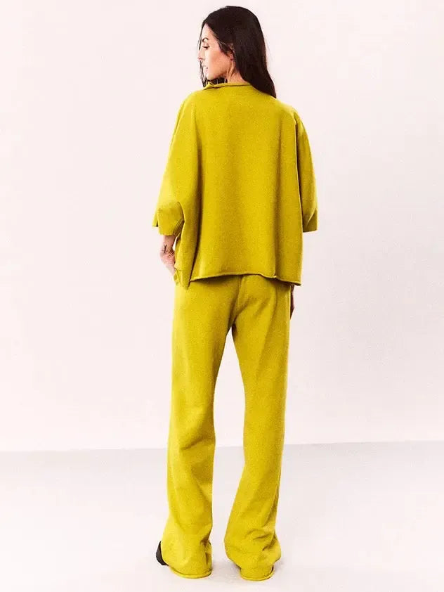 Mantra - Bo Mock Neck Poncho - Dark Citron-Mantra-treehaus