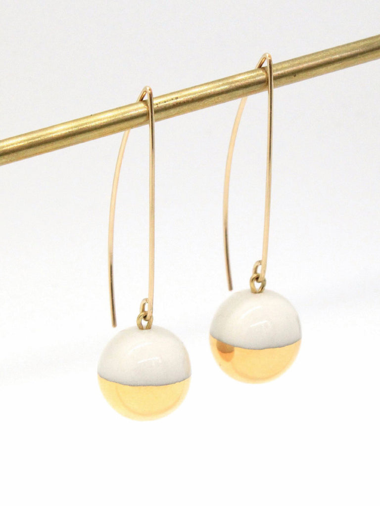 Mier Luo - Gold Dipped Pearl Earrings - White-Mier Luo-treehaus