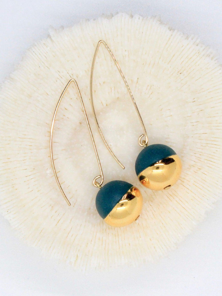 Mier Luo - Gold Dipped Pearl Earrings - Black-Mier Luo-treehaus