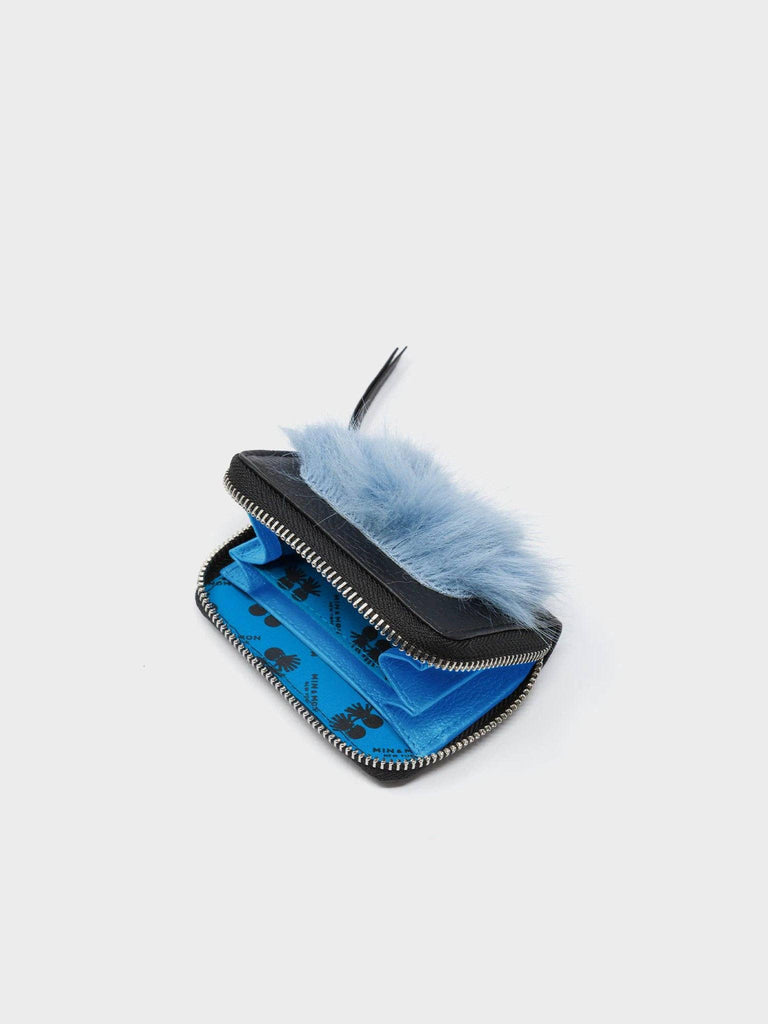 Min & Mon - Frodo Zip Around Wallet - Fuzzy Monster - Black/Blue-Min & Mon-treehaus