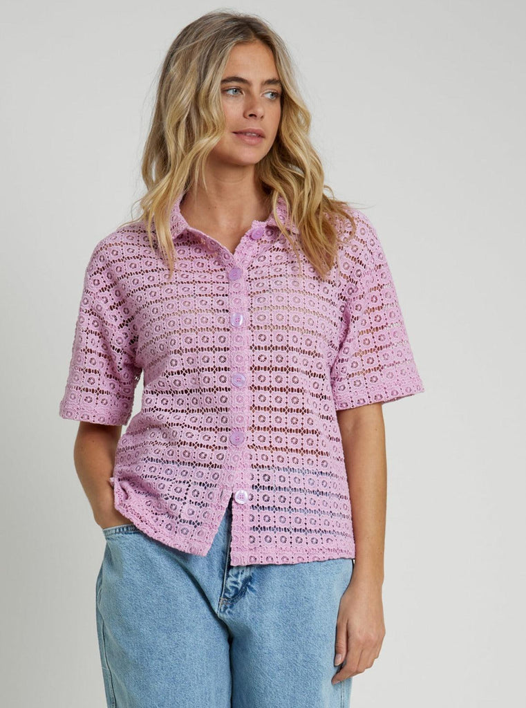 Native Youth - Floral Crochet Bowling Shirt-Native Youth-treehaus