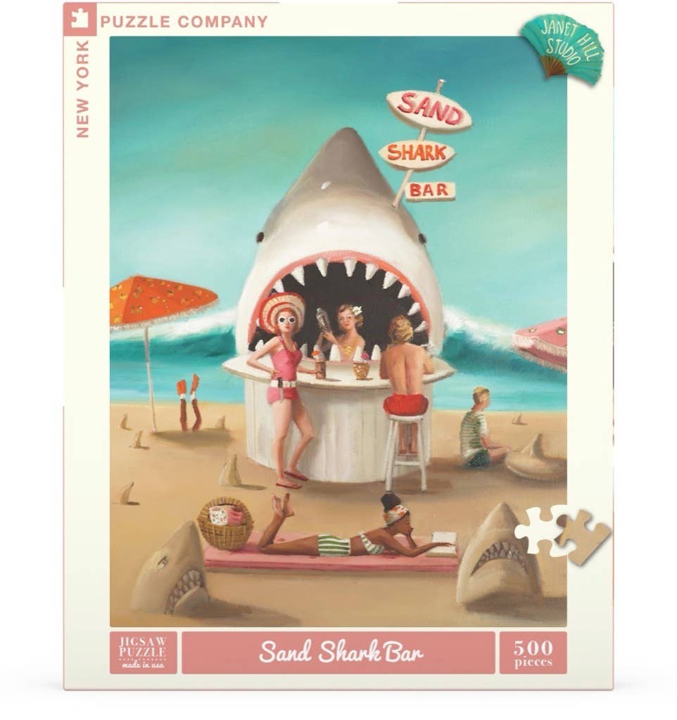 New York Puzzle Company - Sand Shark Bar - 500 Pc Puzzle-New York Puzzle Company-treehaus