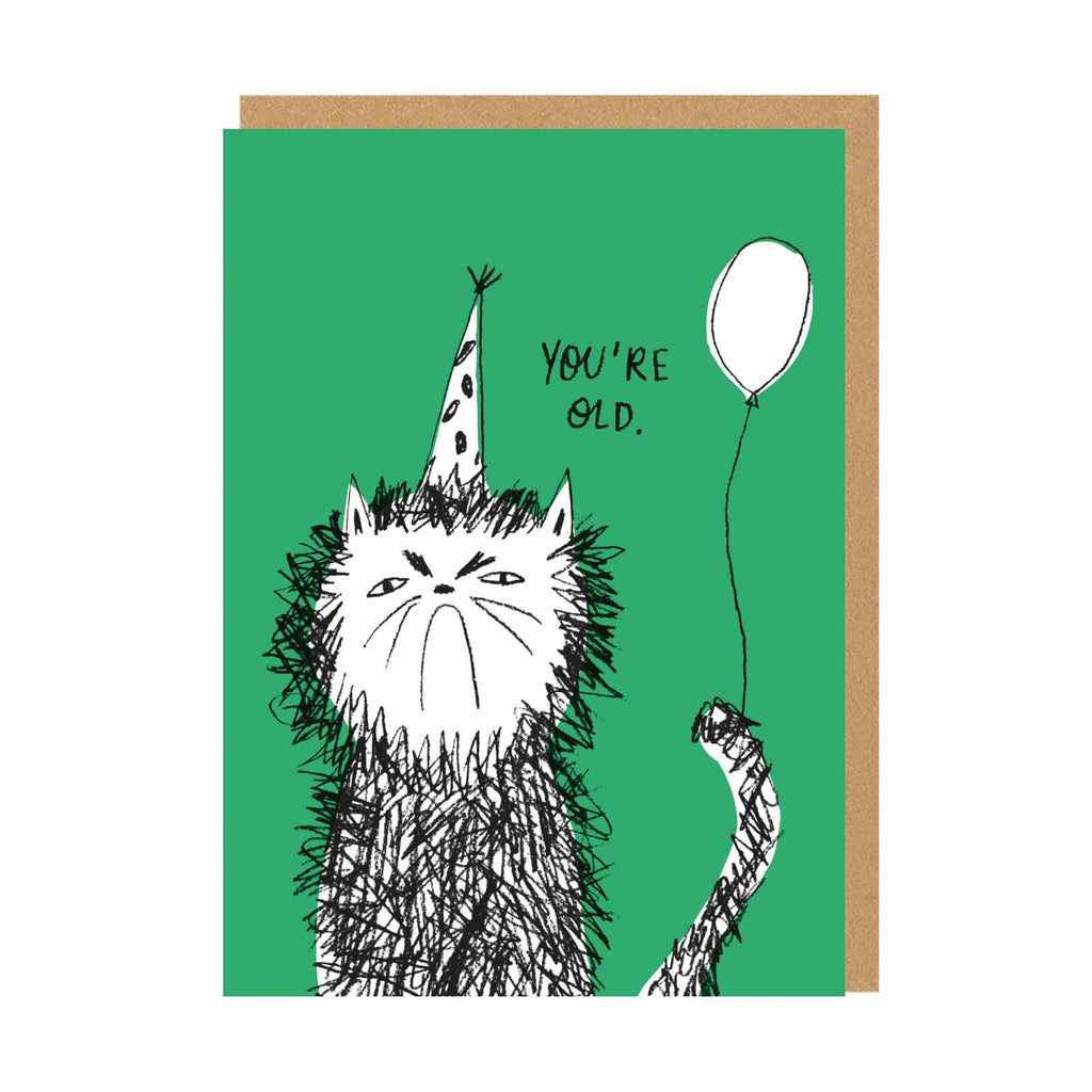 Ohh Deer - You're Old Cat Greeting Card-Ohh Deer-treehaus