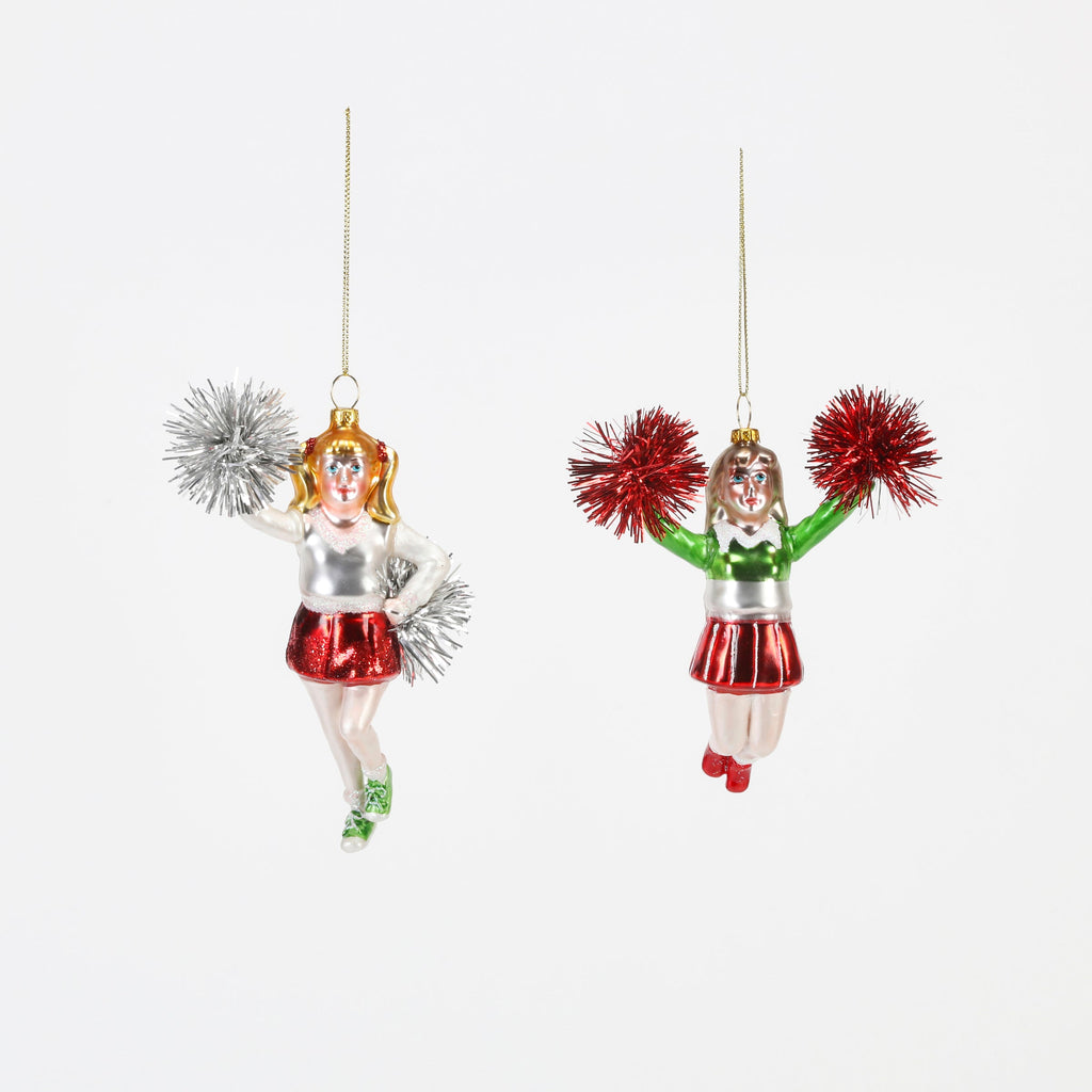 One Hundred 80 Degrees - Red Pom Pom Cheerleader Ornament-One Hundred 80 Degrees-treehaus