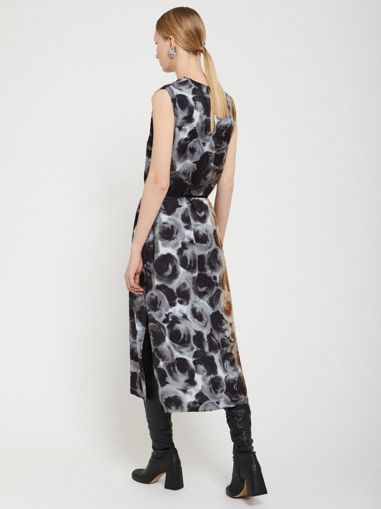 Ottod'Ame - Abstract Floral Midi Dress with Tie-Ottod'Ame-treehaus