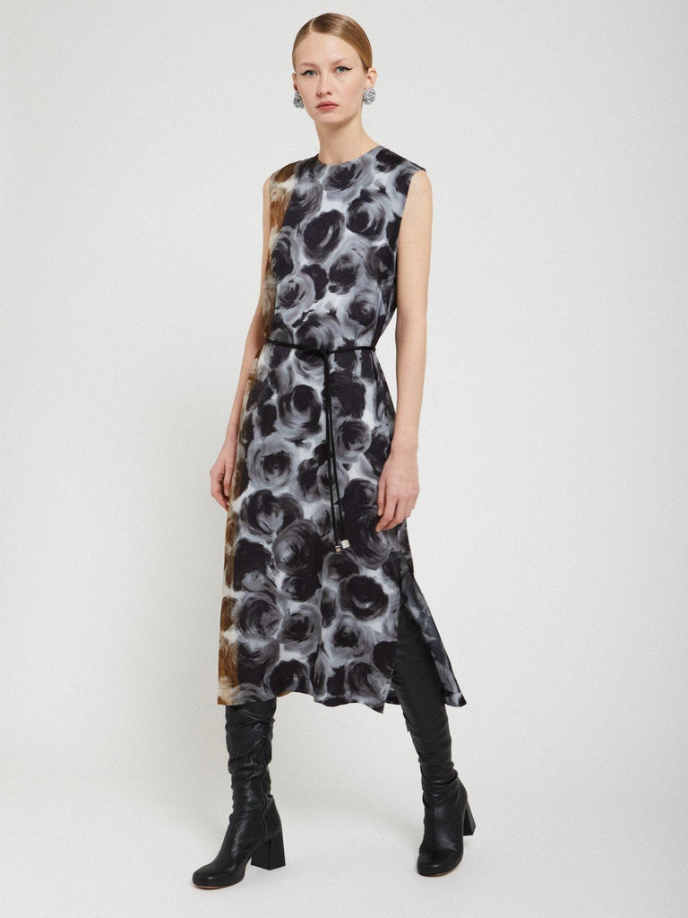 Ottod'Ame - Abstract Floral Midi Dress with Tie-Ottod'Ame-treehaus