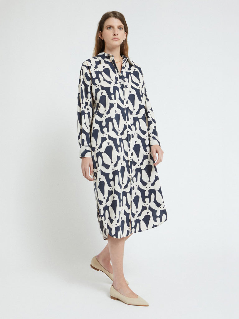 Ottod'Ame - Graphic Print Midi Shirt Dress - Night-Ottod'Ame-treehaus