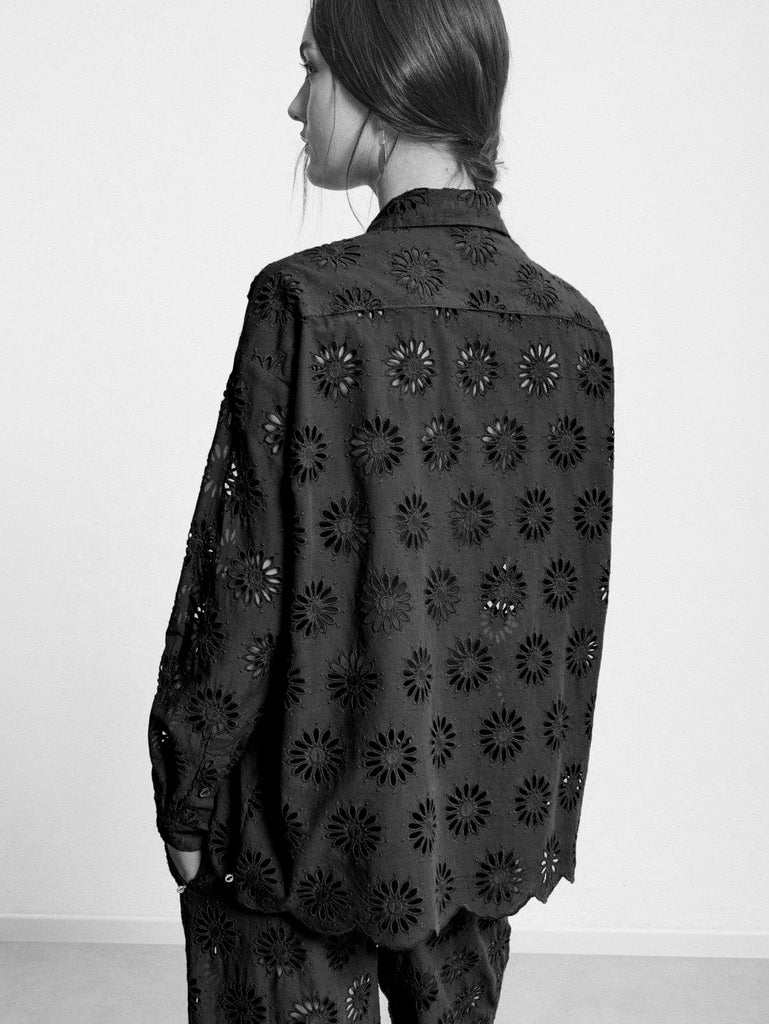Ottod'Ame - Oversized Eyelet Button Down - Black-Ottod'Ame-treehaus