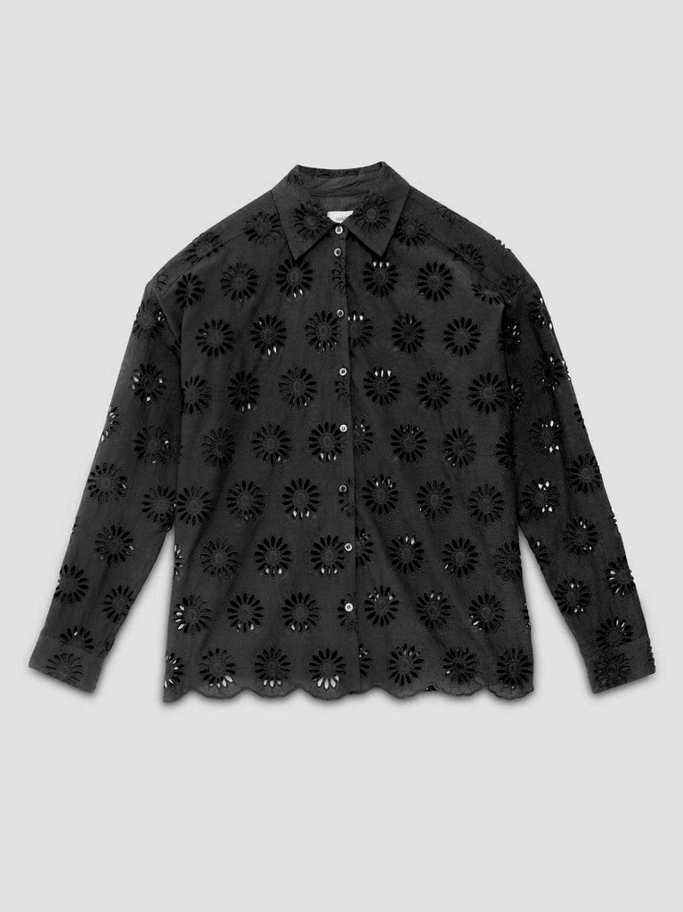 Ottod'Ame - Oversized Eyelet Button Down - Black-Ottod'Ame-treehaus