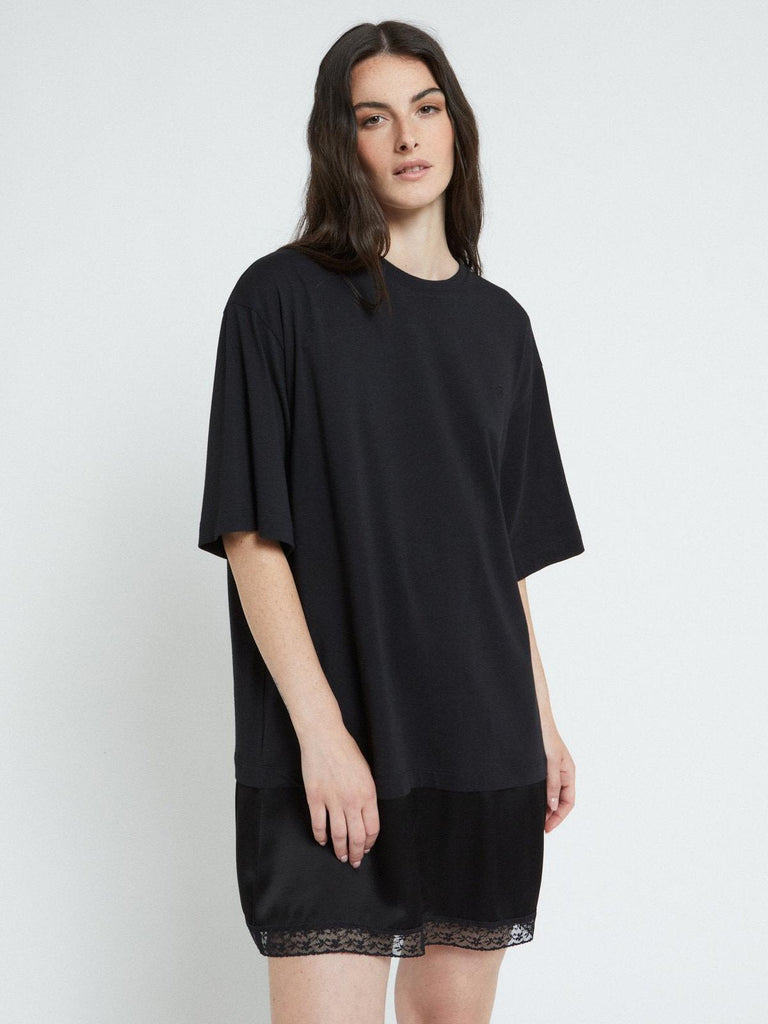 Ottod'Ame - Oversized T-shirt Mini with Slip Detail - Black-Ottod'Ame-treehaus