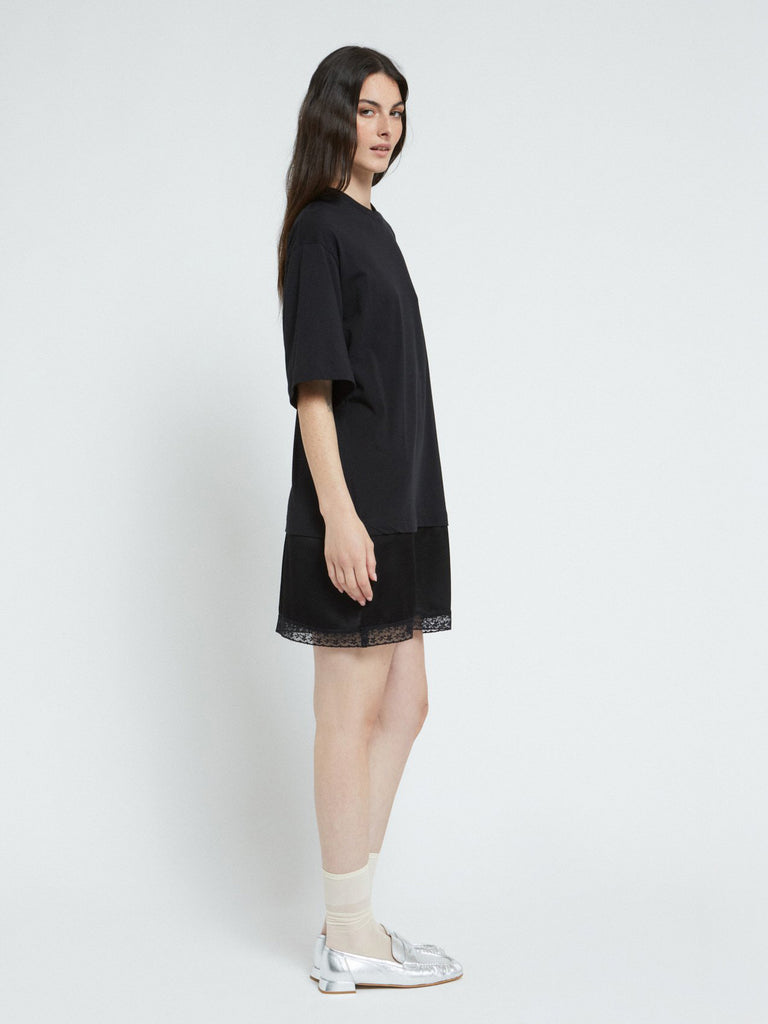Ottod'Ame - Oversized T-shirt Mini with Slip Detail - Black-Ottod'Ame-treehaus