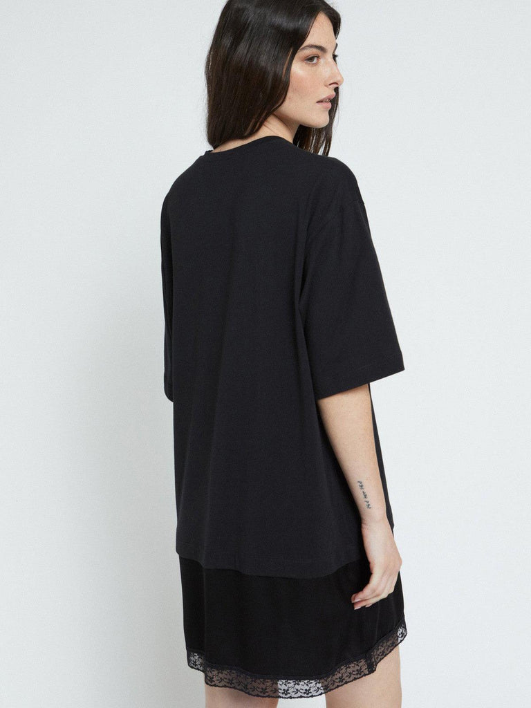Ottod'Ame - Oversized T-shirt Mini with Slip Detail - Black-Ottod'Ame-treehaus