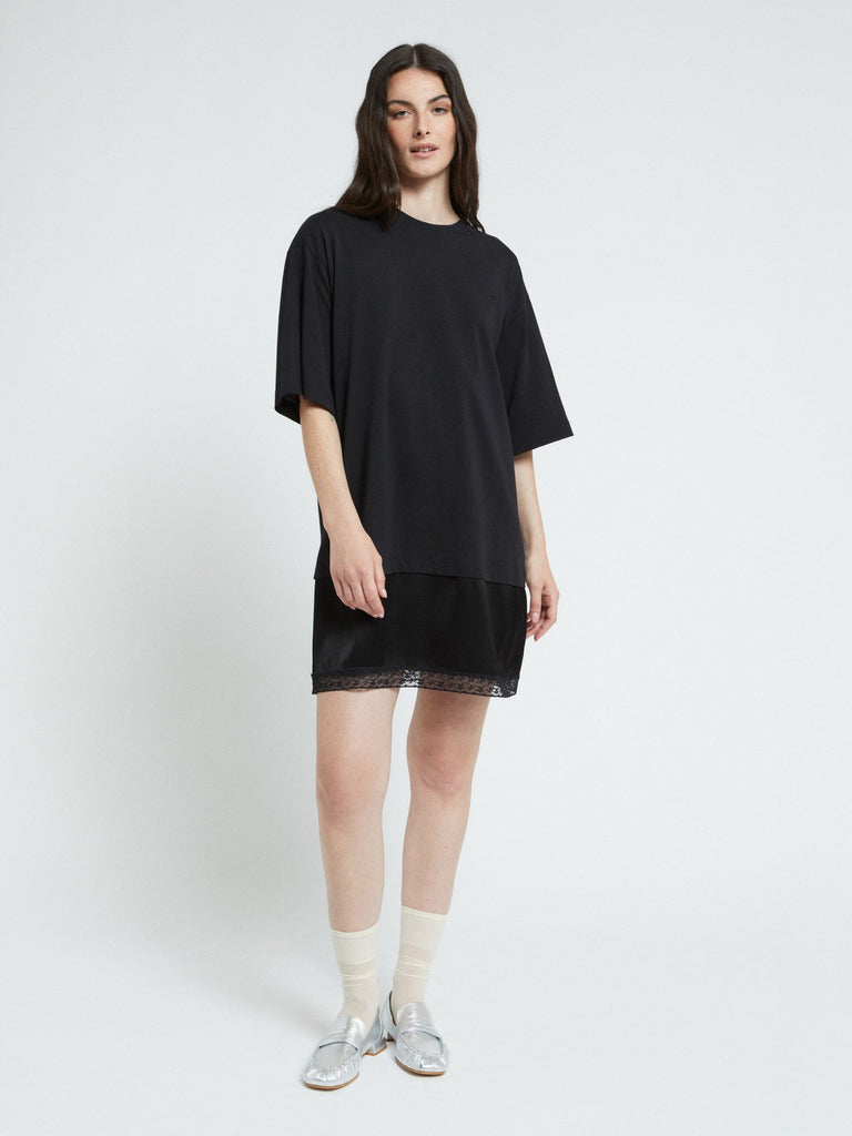 Ottod'Ame - Oversized T-shirt Mini with Slip Detail - Black-Ottod'Ame-treehaus