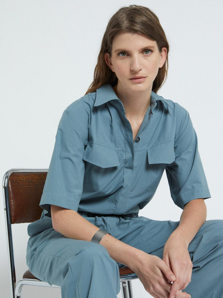 Ottod'Ame - Poplin Jumpsuit - Ocean-Ottod'Ame-treehaus