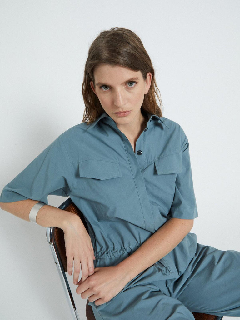 Ottod'Ame - Poplin Jumpsuit - Ocean-Ottod'Ame-treehaus
