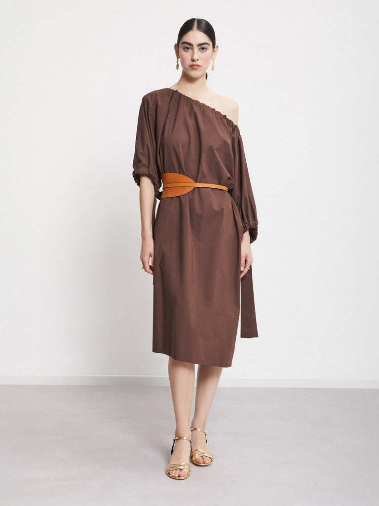 Ottod'Ame - Poplin Midi Dress - Chocolate-Ottod'Ame-treehaus