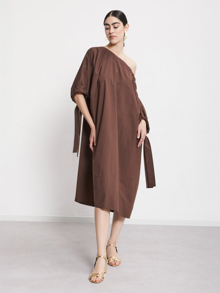 Ottod'Ame - Poplin Midi Dress - Chocolate-Ottod'Ame-treehaus