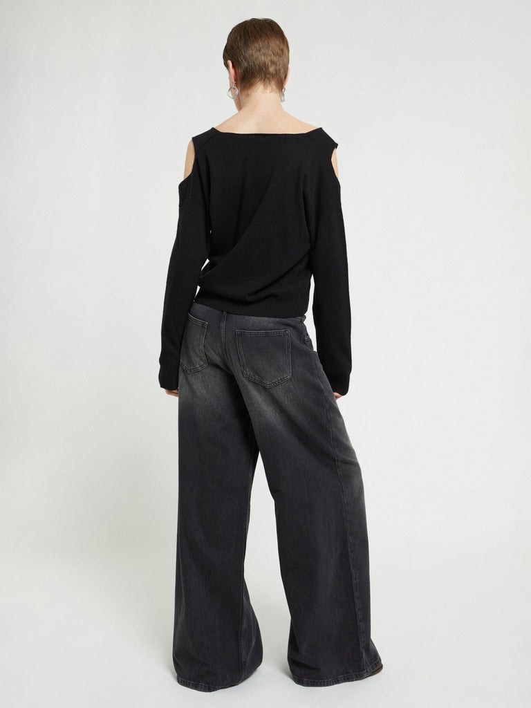 Ottod'Ame - Super Wide Leg Jeans - Washed Black-Ottod'Ame-treehaus