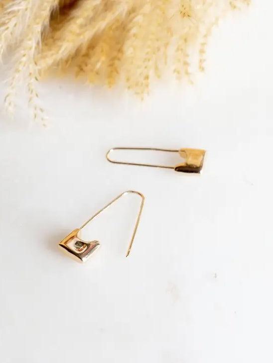 Peter and June - Sid Safety Pin Earrings - 24K GP-Peter and June-treehaus