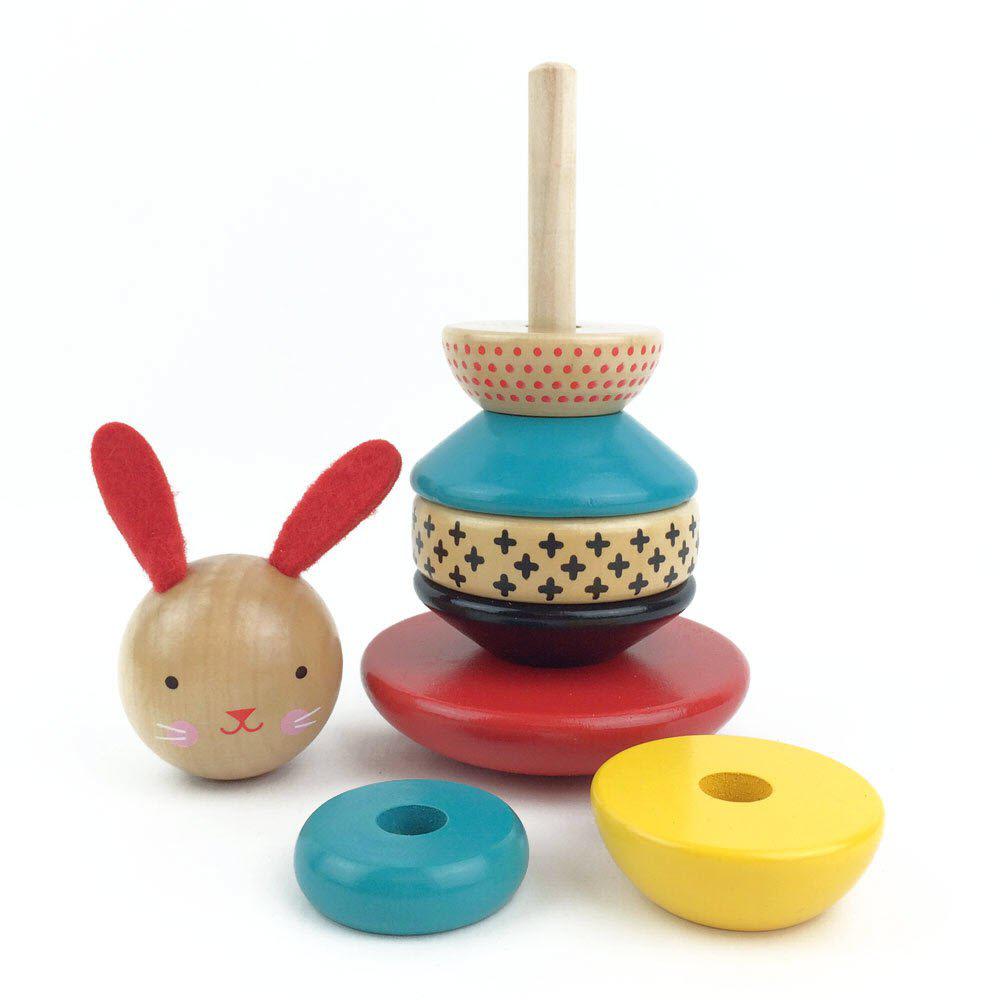 Petit Collage - Modern Bunny Stacking Toy-Chronicle-treehaus